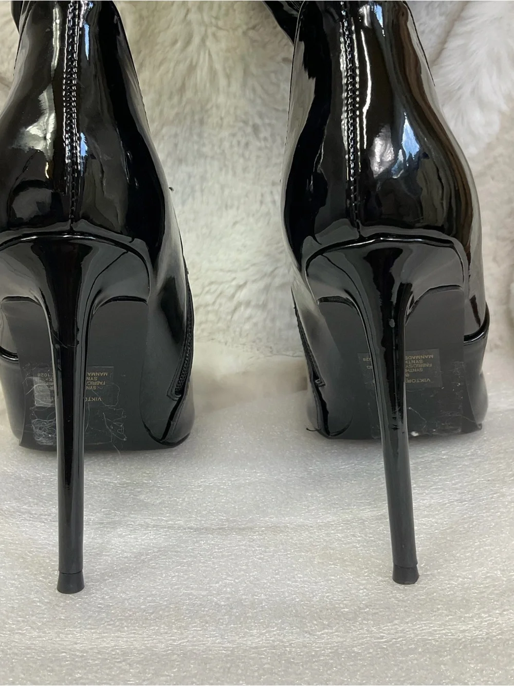 New Steve Madden Viktory Black Patent Pointed-Toe Over the Knee Boots Size 8.5M